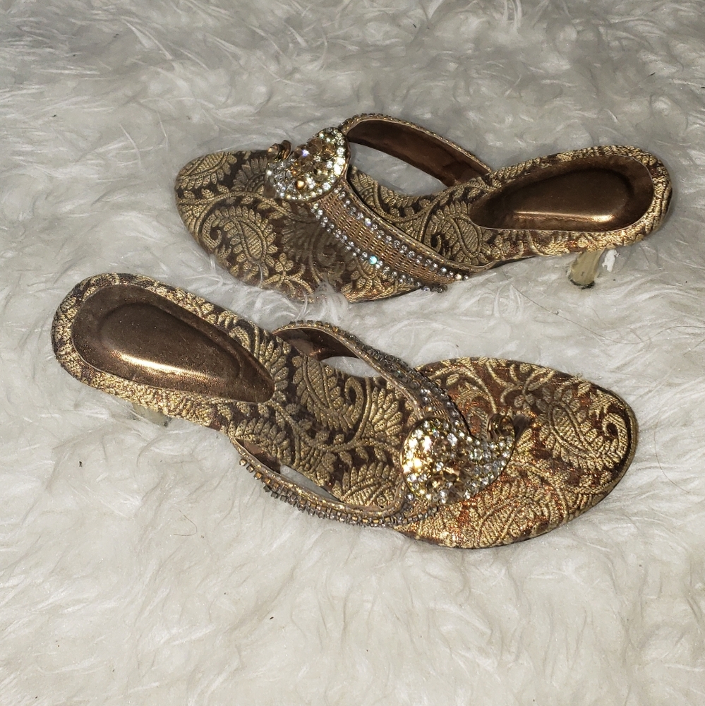 Gold with Crystals Indian/Arabian Style Heels